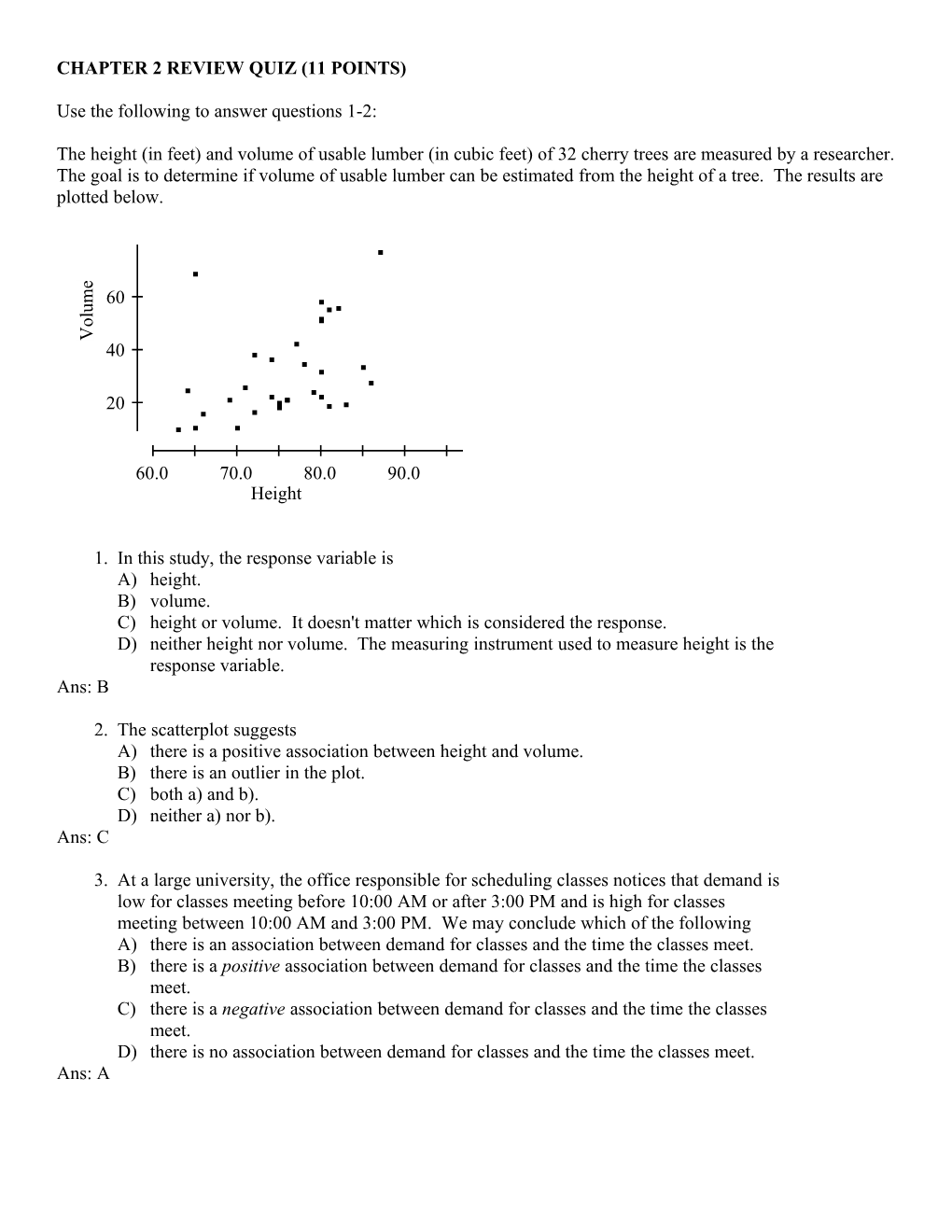 Chapter 2 Review Quiz (11 Points)