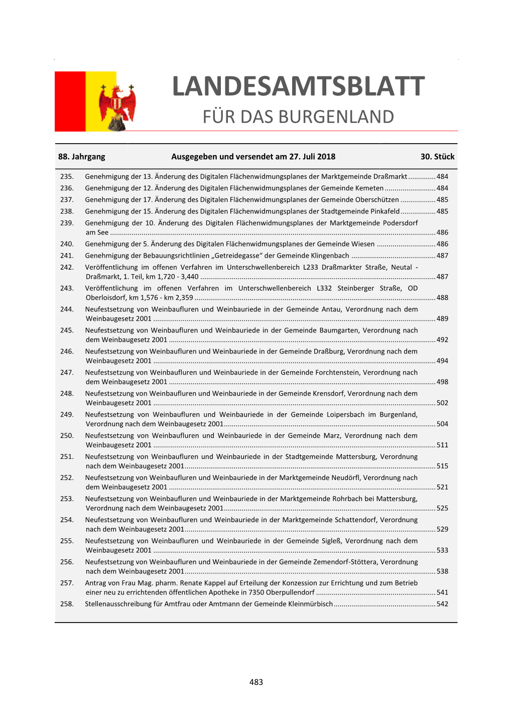 Landesamtsblatt Für Das Burgenland 30