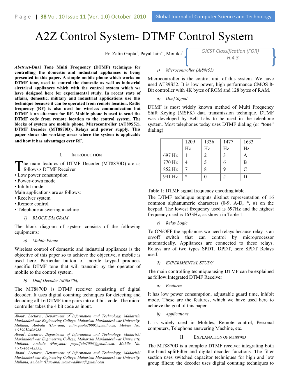 DTMF Control System