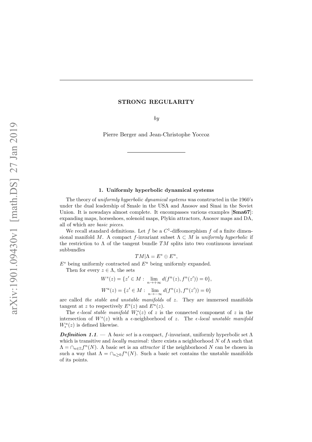 STRONG REGULARITY 3 Ergodic Theorem Produces Lyapunov Exponents (W.R.T