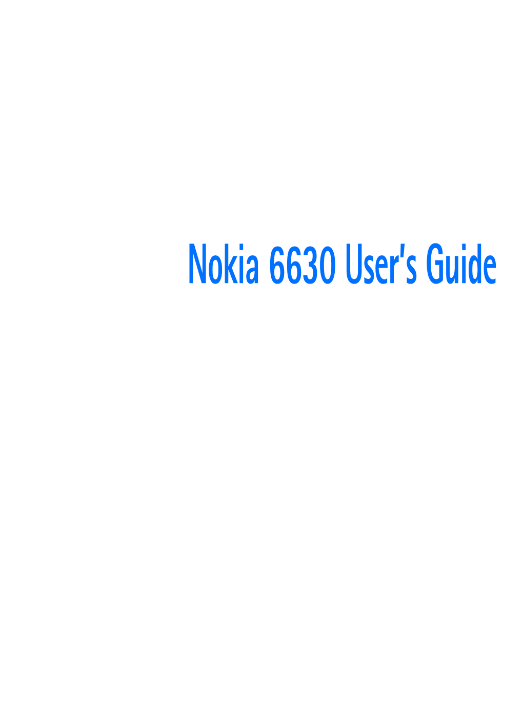 Nokia 6630 User's Guide