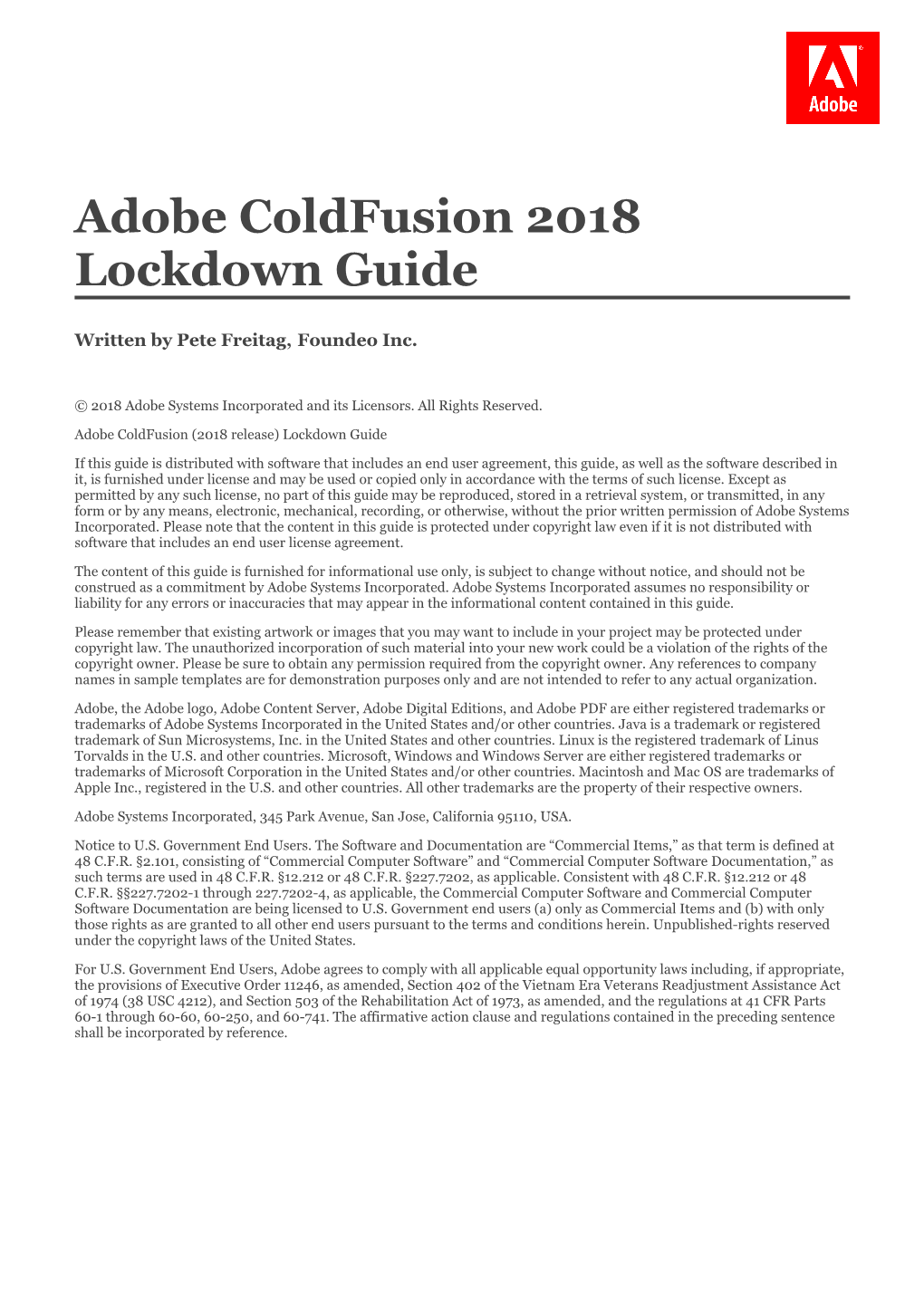 Adobe Coldfusion 2018 Lockdown Guide
