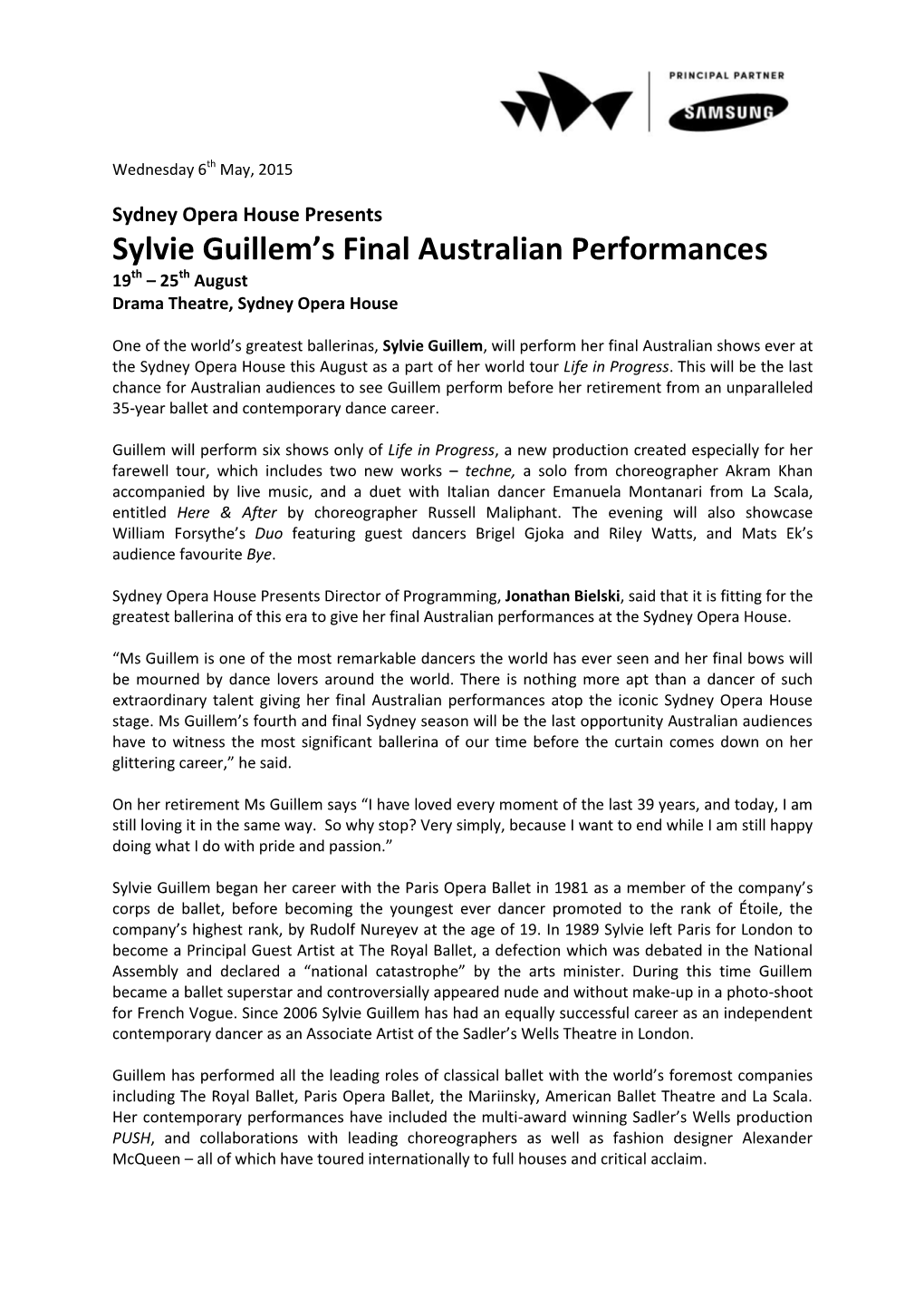 Sylvie Guillem's Final Australian Performances