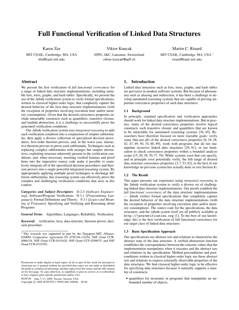 Full Functional Verification of Linked Data Structures