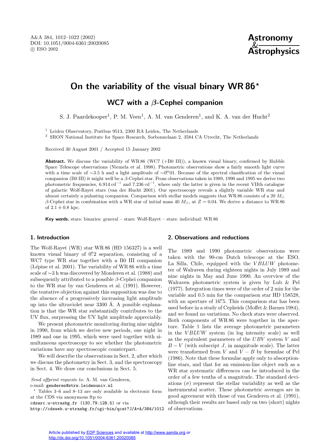 On the Variability of the Visual Binary WR 86?