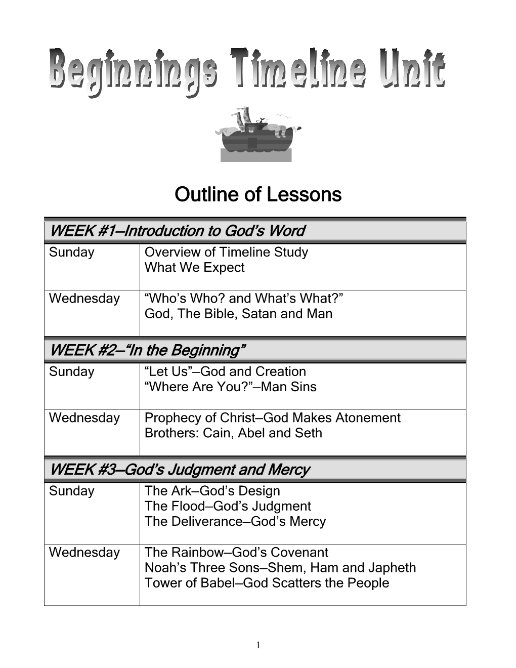 Beginnings Lesson Plans