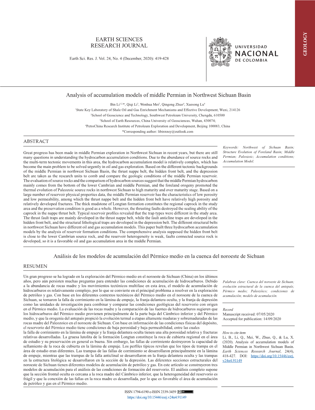 Analysis of Accumulation Models of Middle Permian in Northwest Sichuan Basin