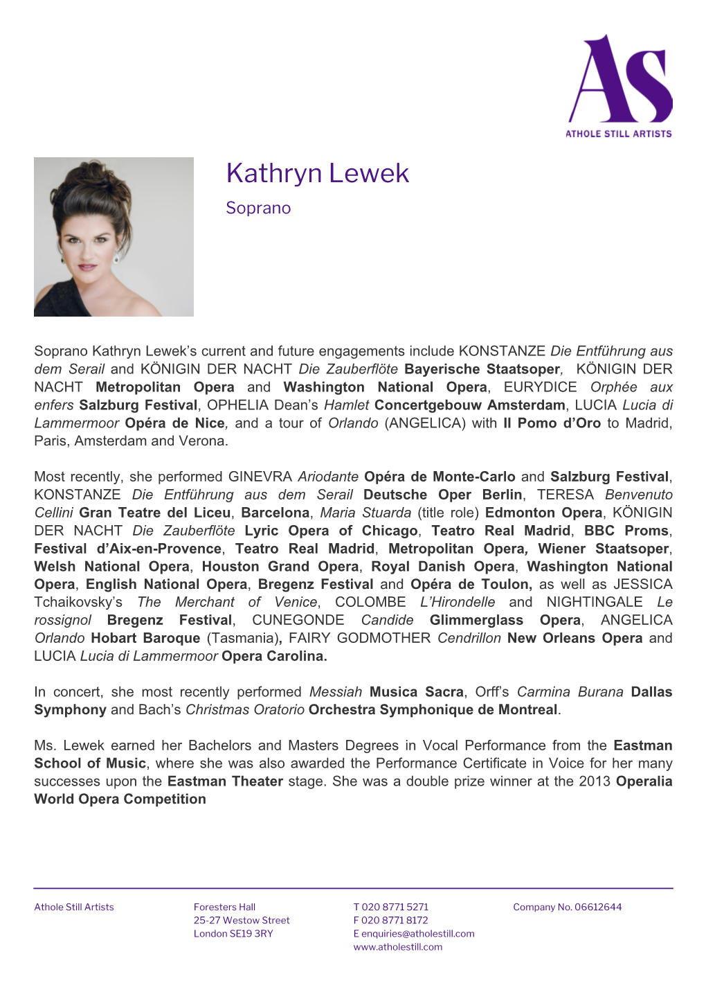 Kathryn Lewek Soprano