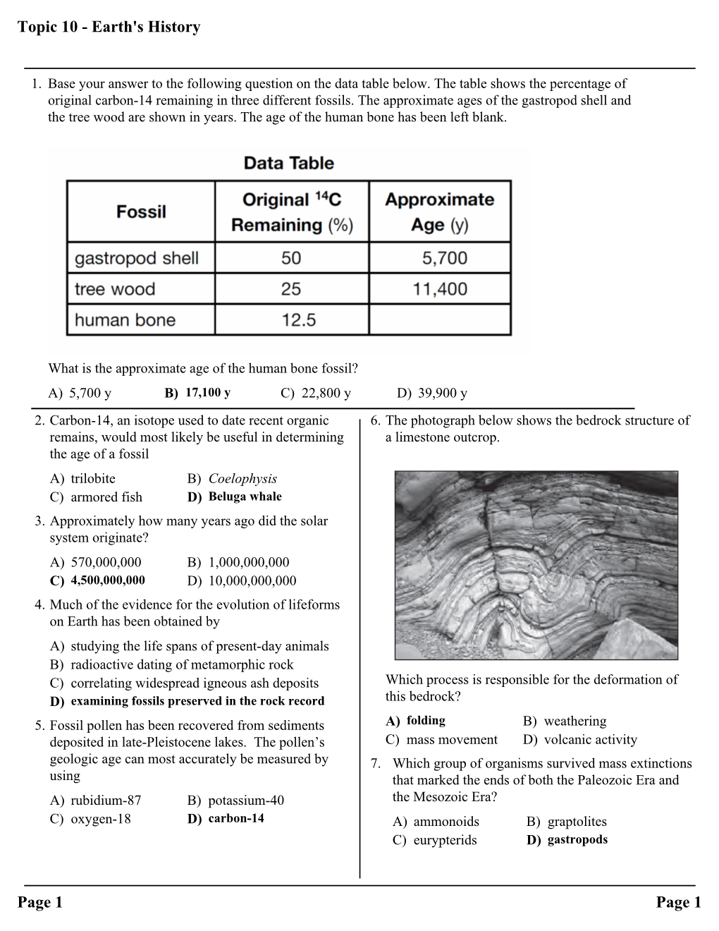 Topic 10 - Earth's History