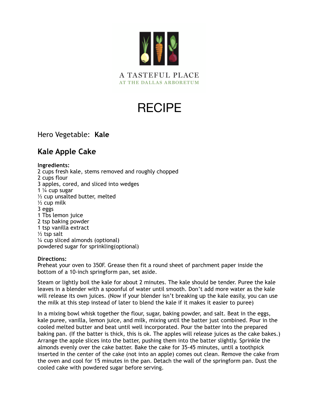 Kale Apple Cake