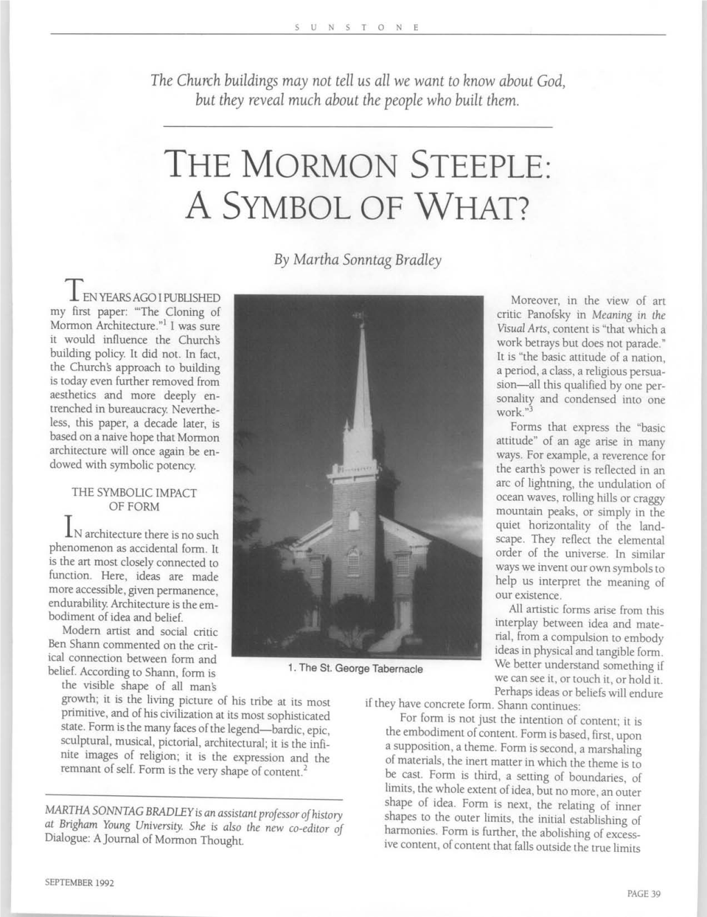 The Mormon Steeple: a Symbol of What?
