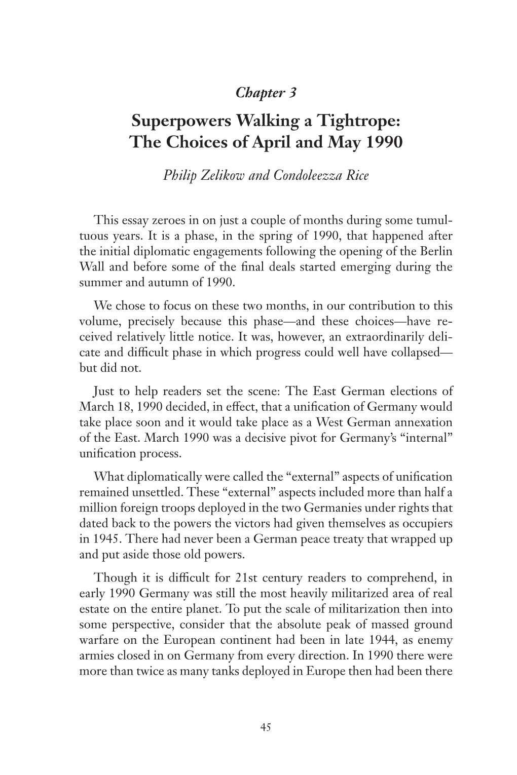 Superpowers Walking a Tightrope: the Choices of April and May 1990 45