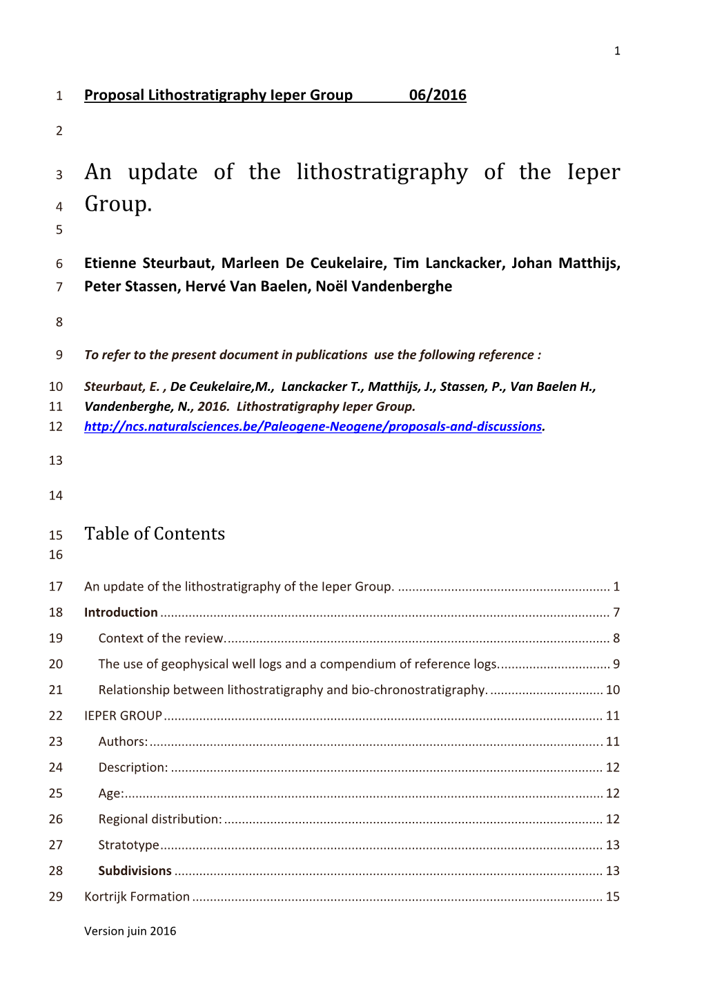 An Update of the Lithostratigraphy of the Ieper Group