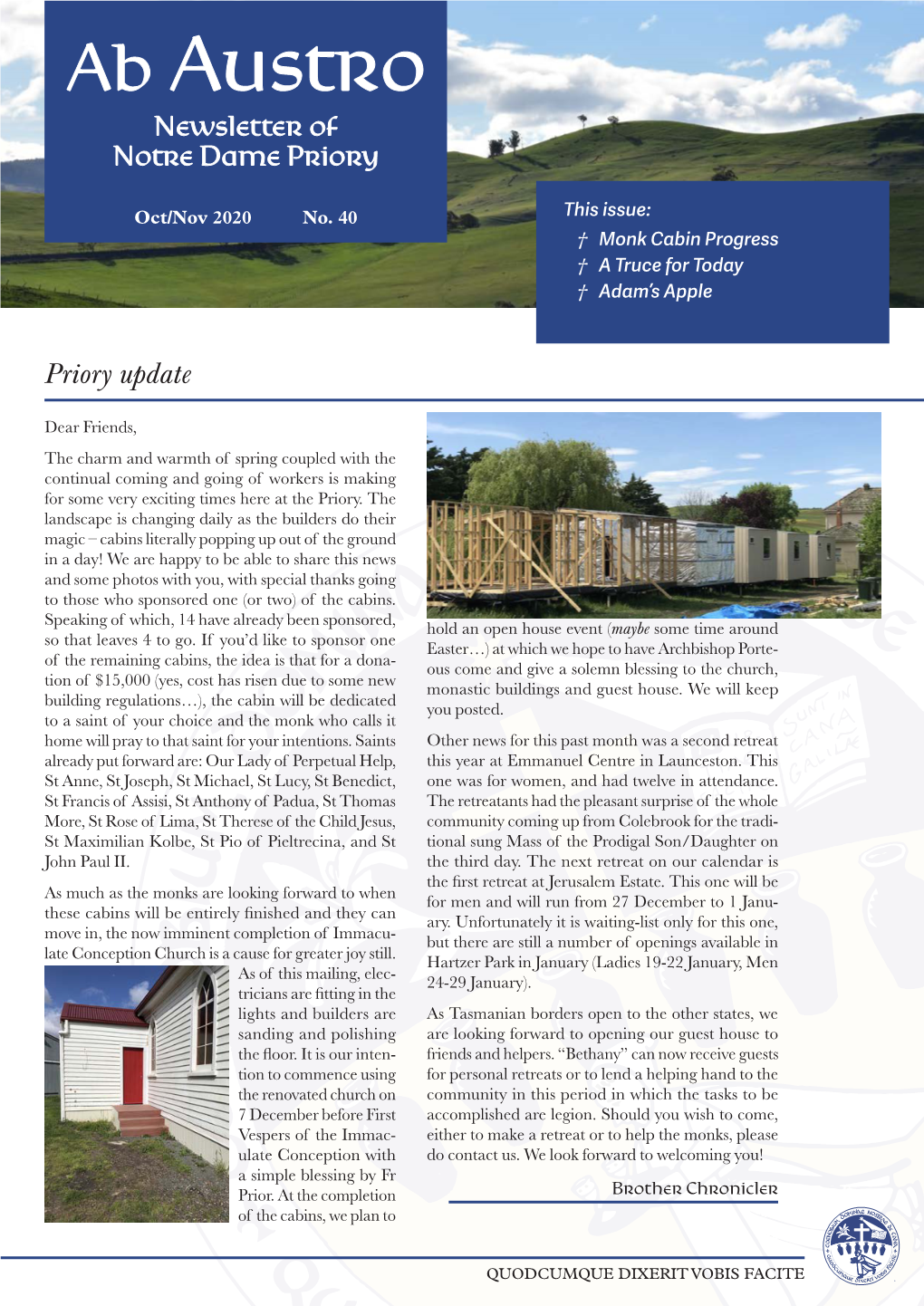 Ab Austro Newsletter of Notre Dame Priory