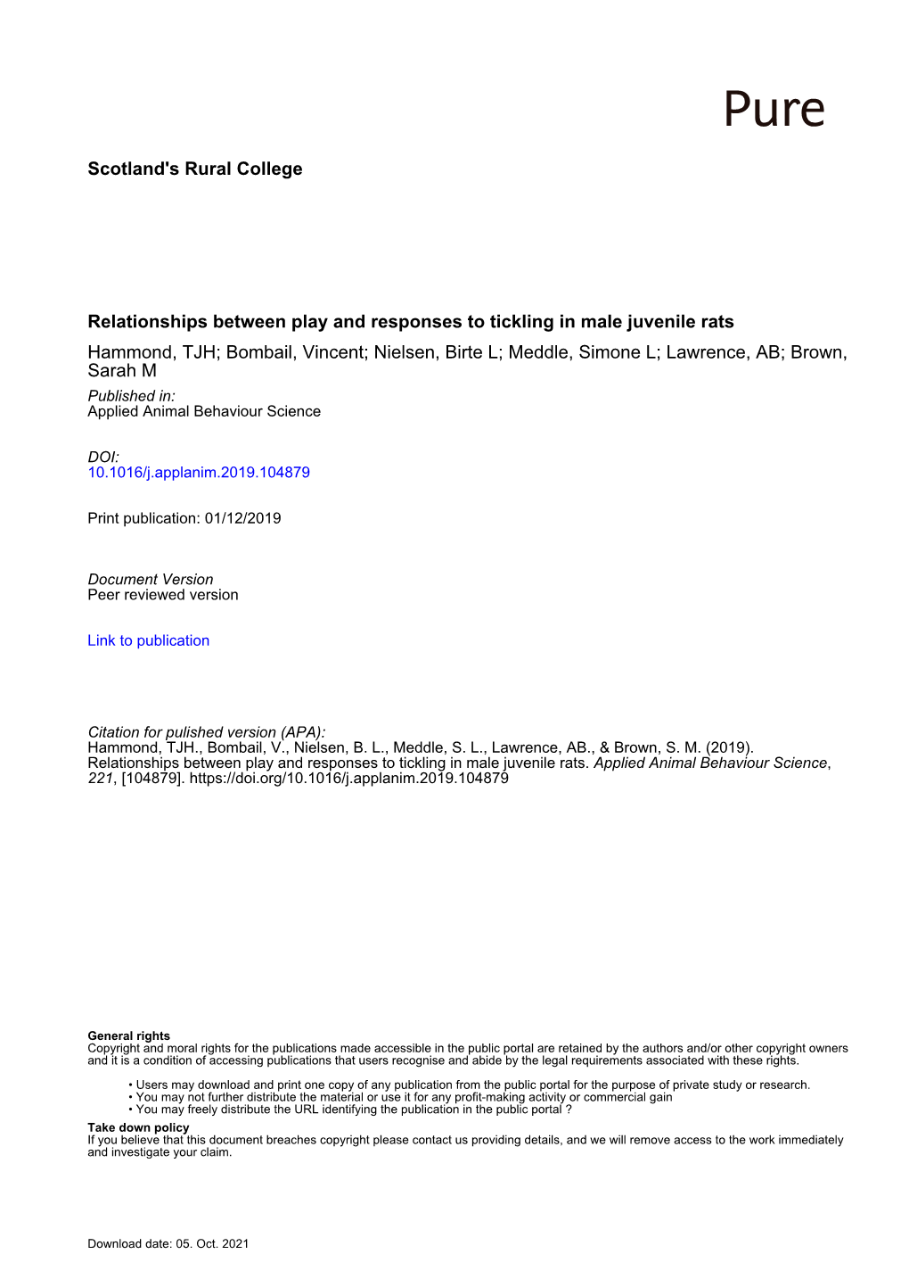 Relationships Between Play and Responses to Tickling in Male Juvenile Rats