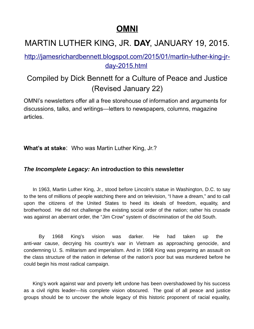 January 19 2015, Martin Luther King, Jr