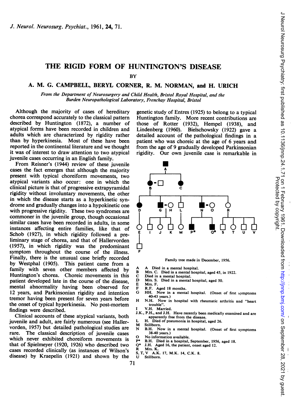 The Rigid Form of Huntington's Disease U