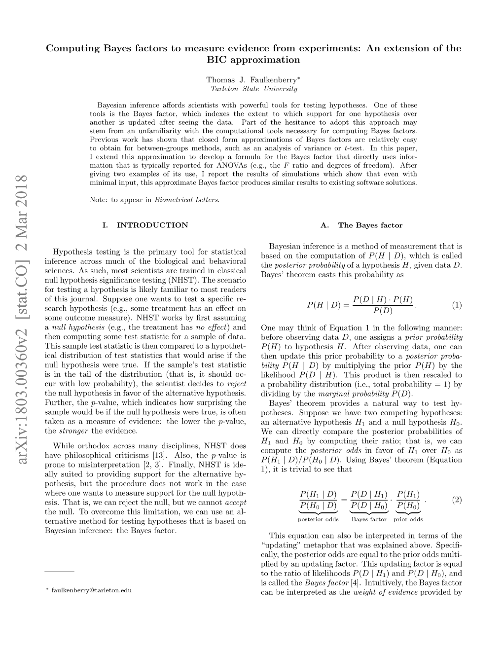 Arxiv:1803.00360V2 [Stat.CO] 2 Mar 2018 Prone to Misinterpretation [2, 3]