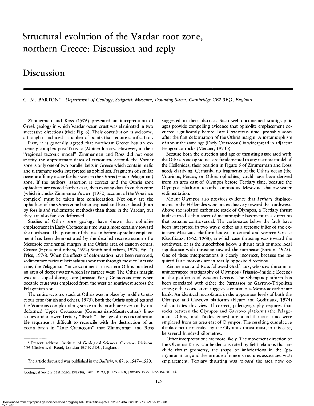 Structural Evolution of the Vardar Root Zone, Northern Greece: Discussion and Reply