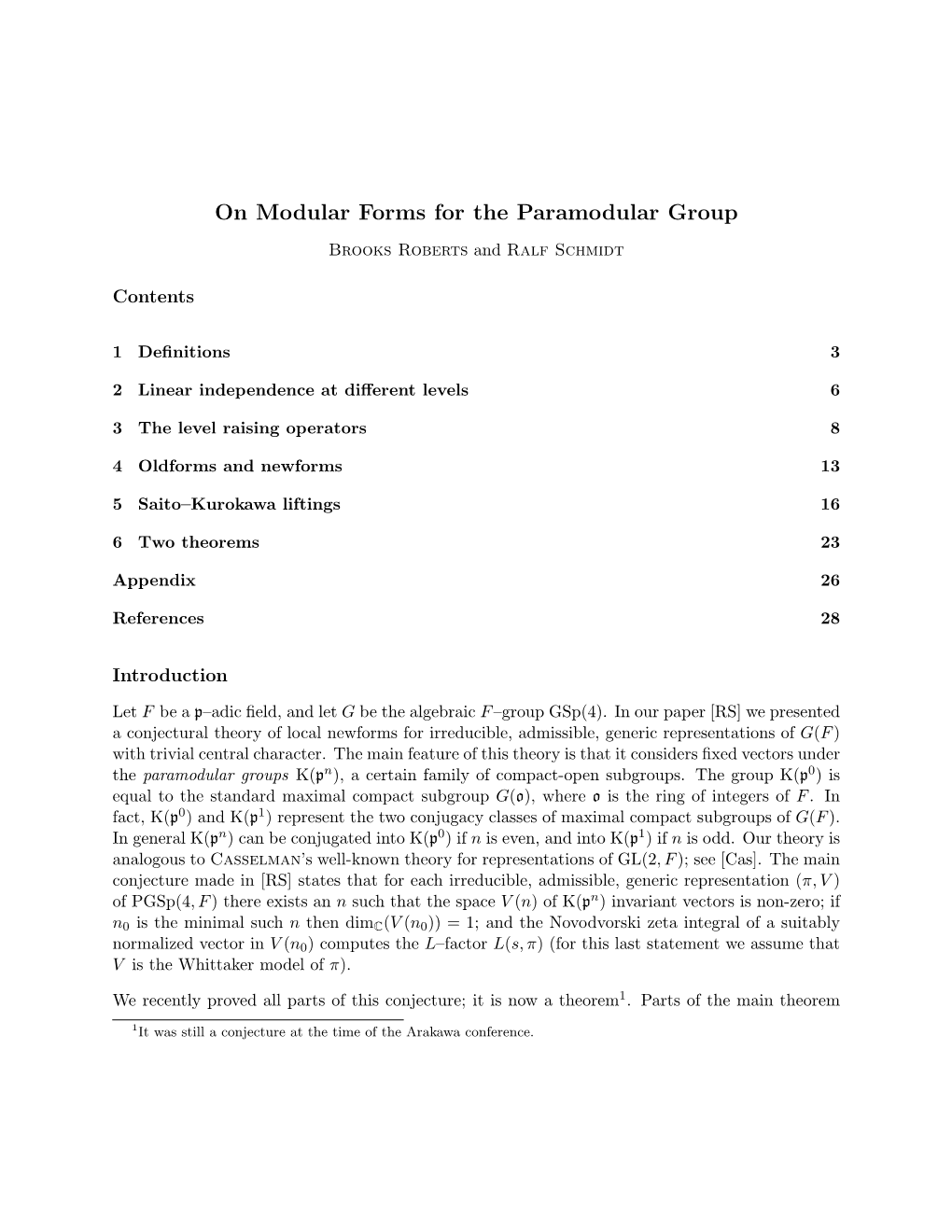 On Modular Forms for the Paramodular Group