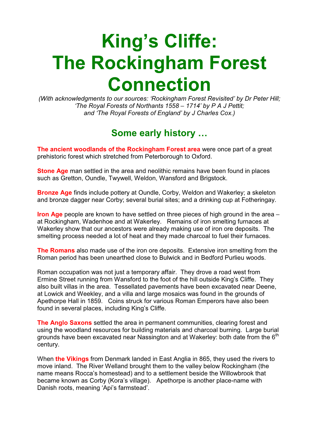 The Rockingham Forest Connection