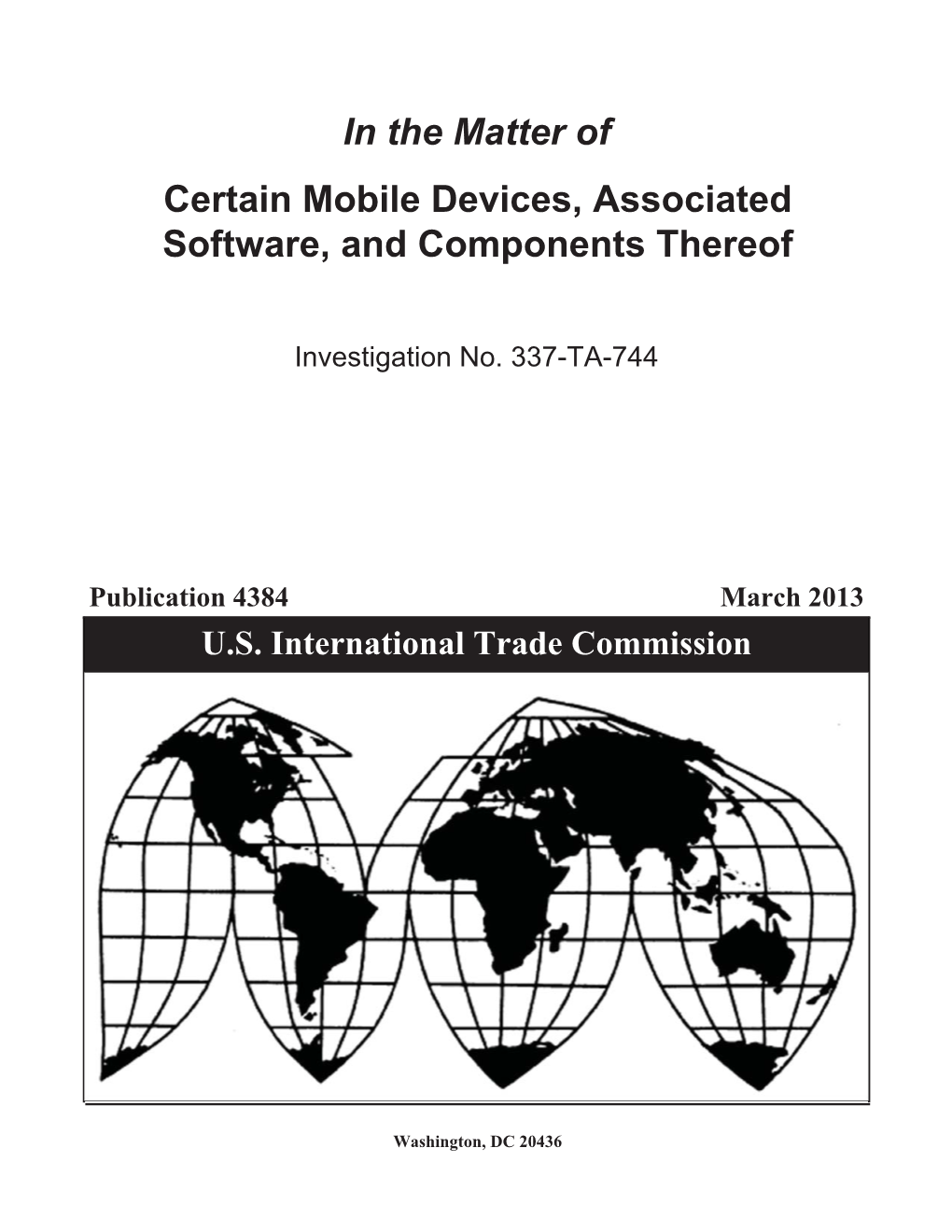 Certain Mobile Devices, Associated Software, and Components Thereof