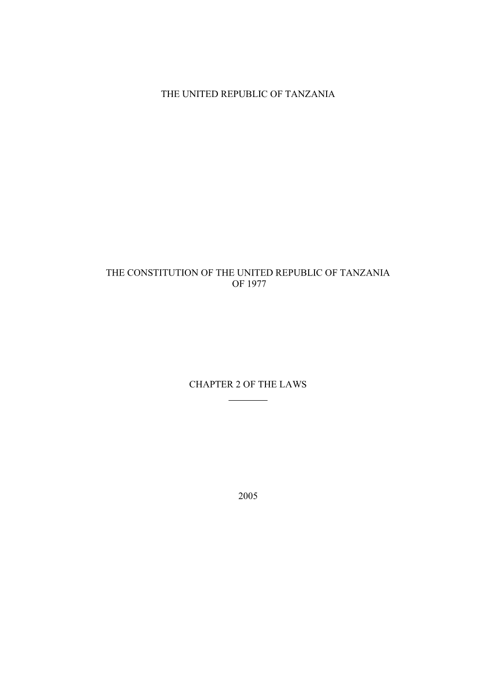 Constitution of the United Republic of Tanzania of 1977