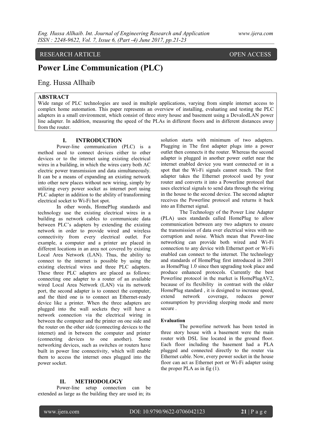 Power Line Communication (PLC)