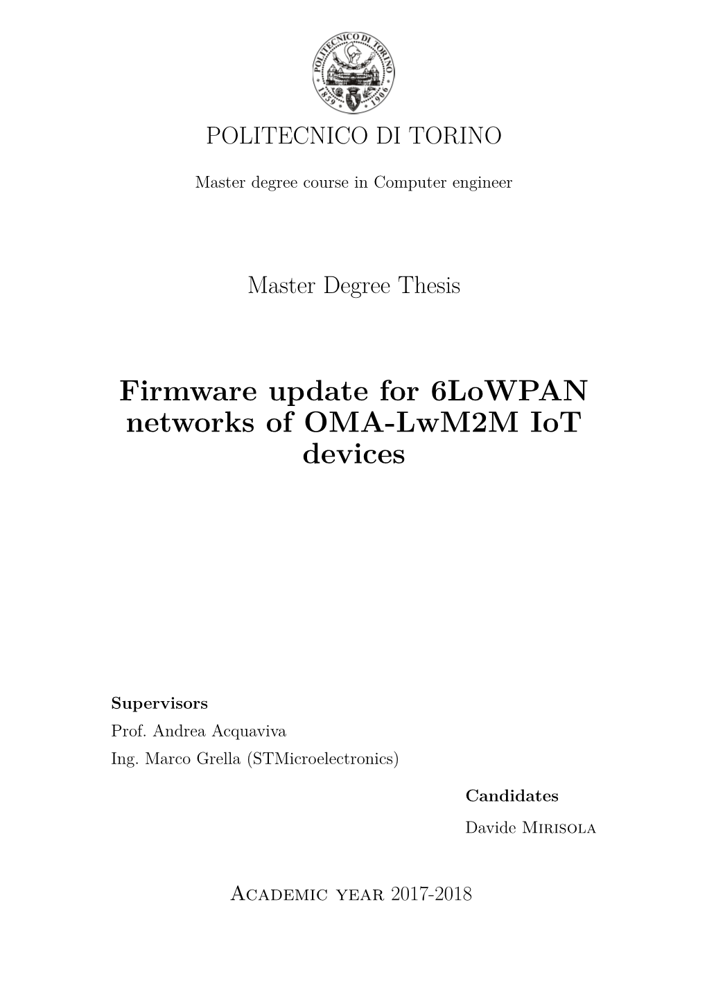 Firmware Update for 6Lowpan Networks of OMA-Lwm2m Iot Devices