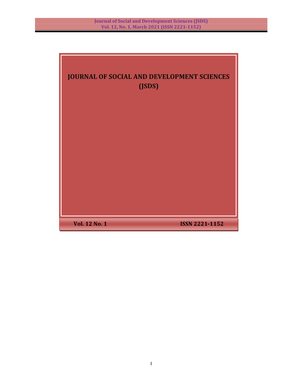 Journal of Social and Development Sciences (JSDS) Vol