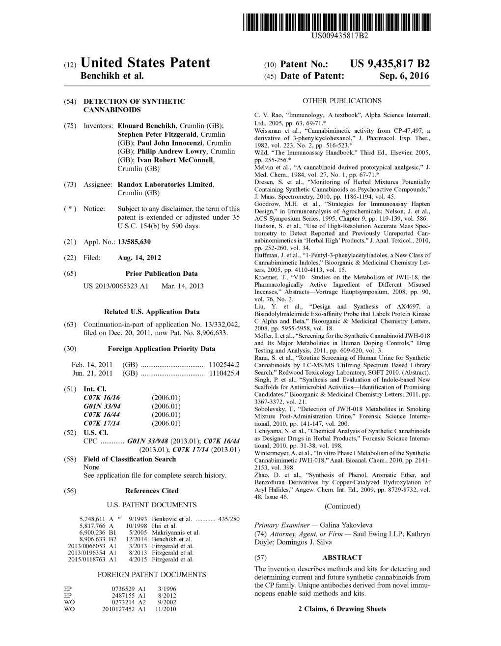 (12) United States Patent (10) Patent No.: US 9.435,817 B2 Benchikh Et Al