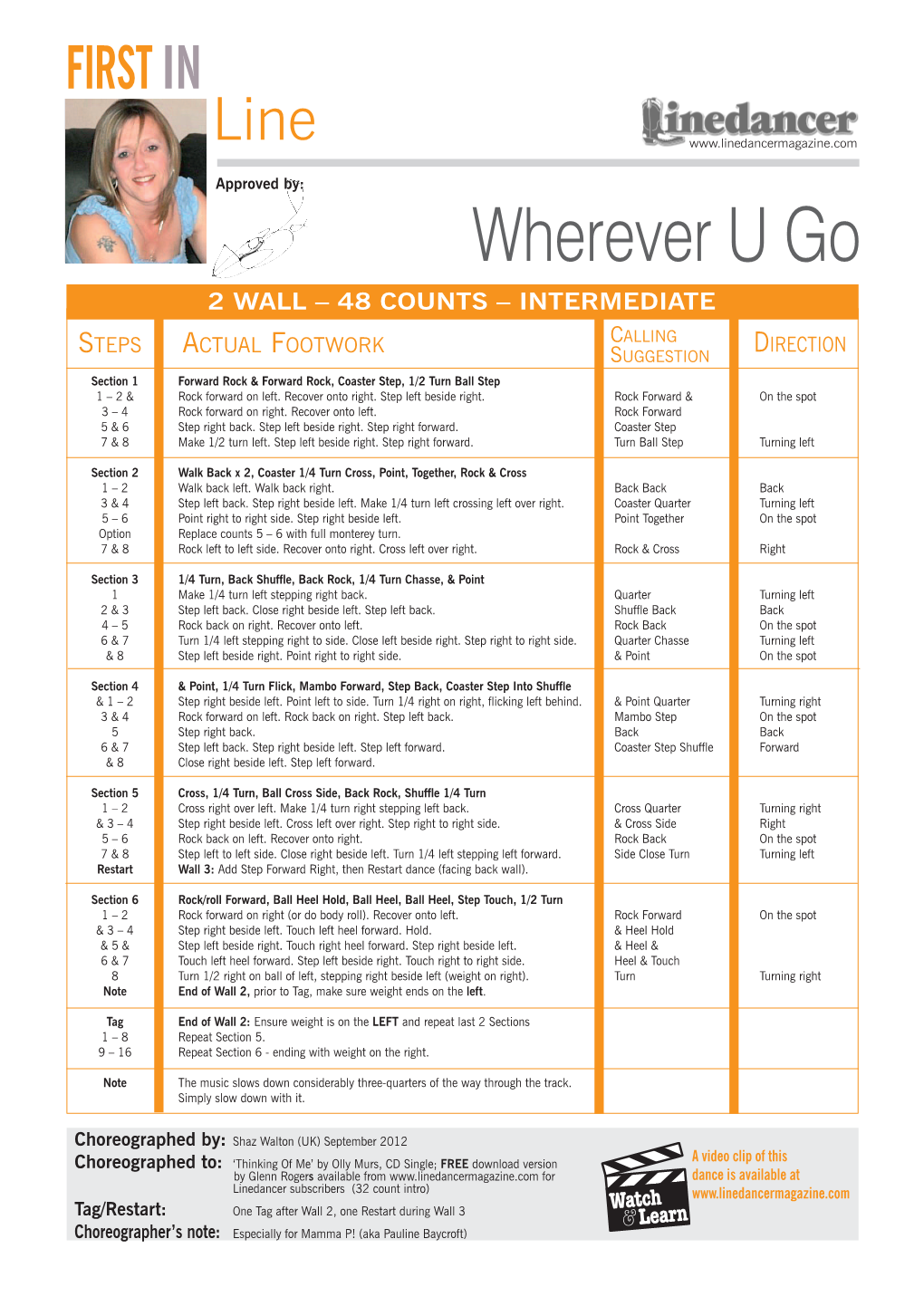 Wherever U Go 2 Wall – 48 Counts – Intermediate