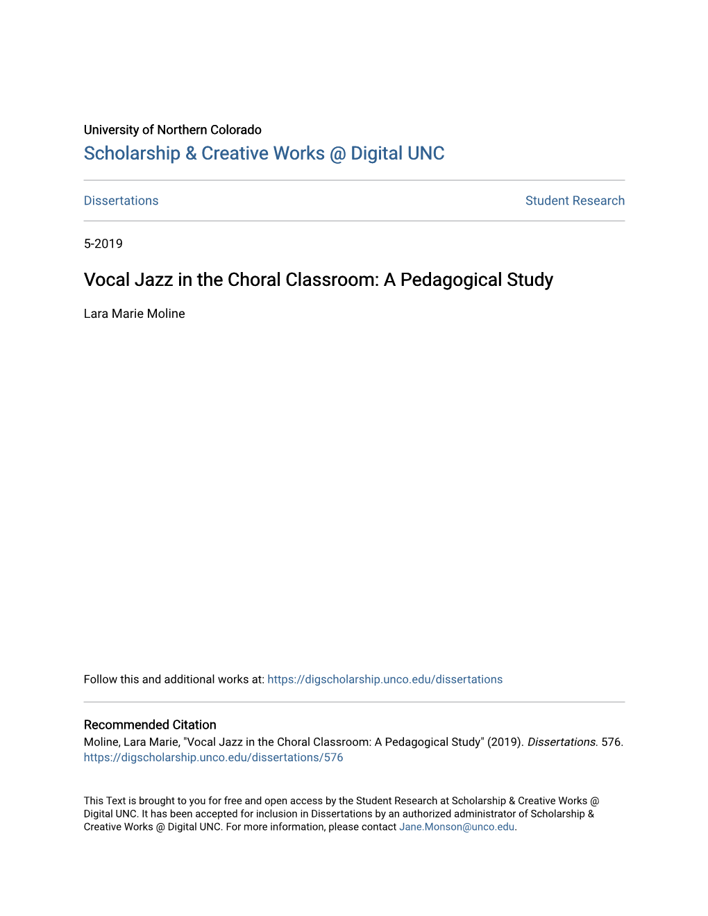 Vocal Jazz in the Choral Classroom: a Pedagogical Study