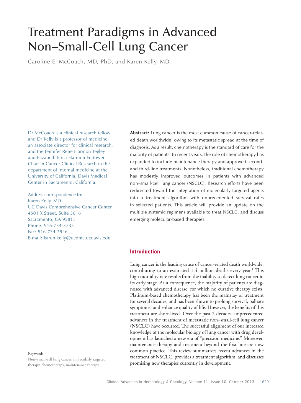 Treatment Paradigms in Advanced Non–Small-Cell Lung Cancer Caroline E