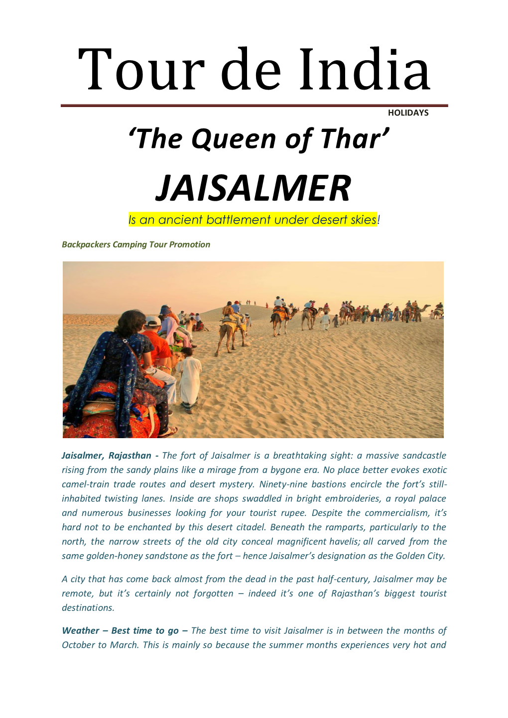 Jaisalmer & Jaipur