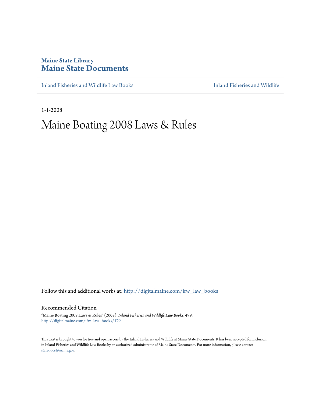 Maine Boating 2008 Laws & Rules