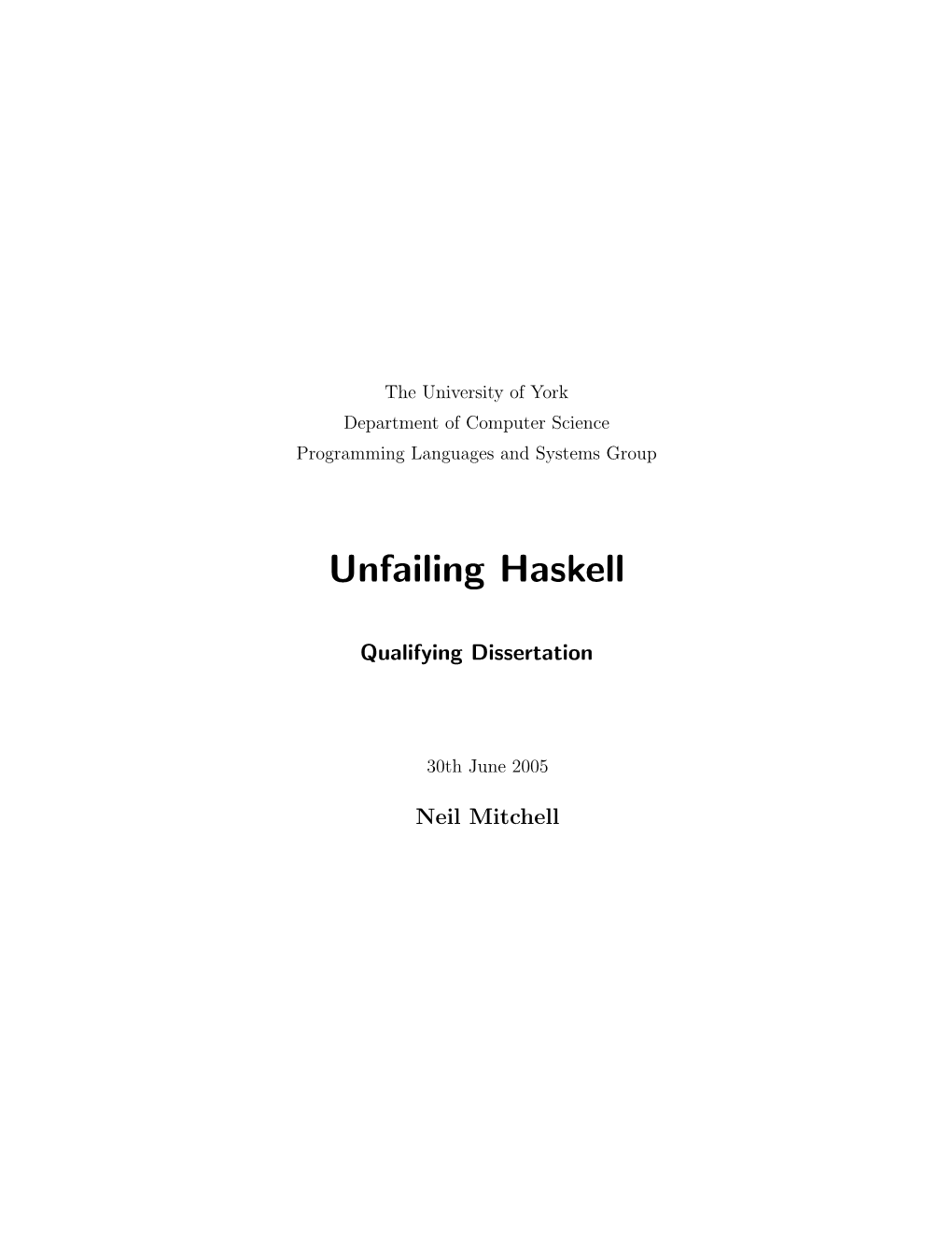 Unfailing Haskell
