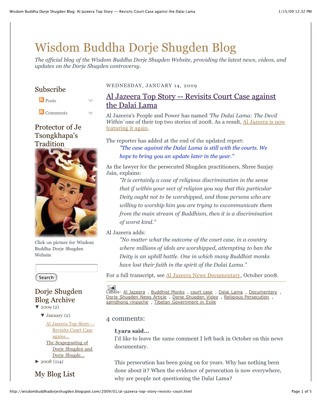 Wisdom Buddha Dorje Shugden Blog Al Jazeera Top Story