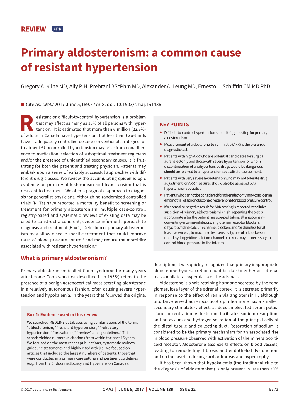 Primary Aldosteronism: a Common Cause of Resistant Hypertension