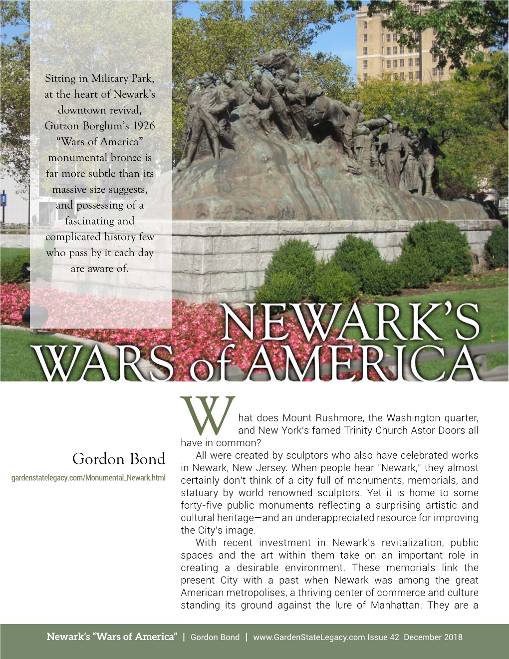 Gordon Bond All Were Created by Sculptors Who Also Have Celebrated Works in Newark, New Jersey