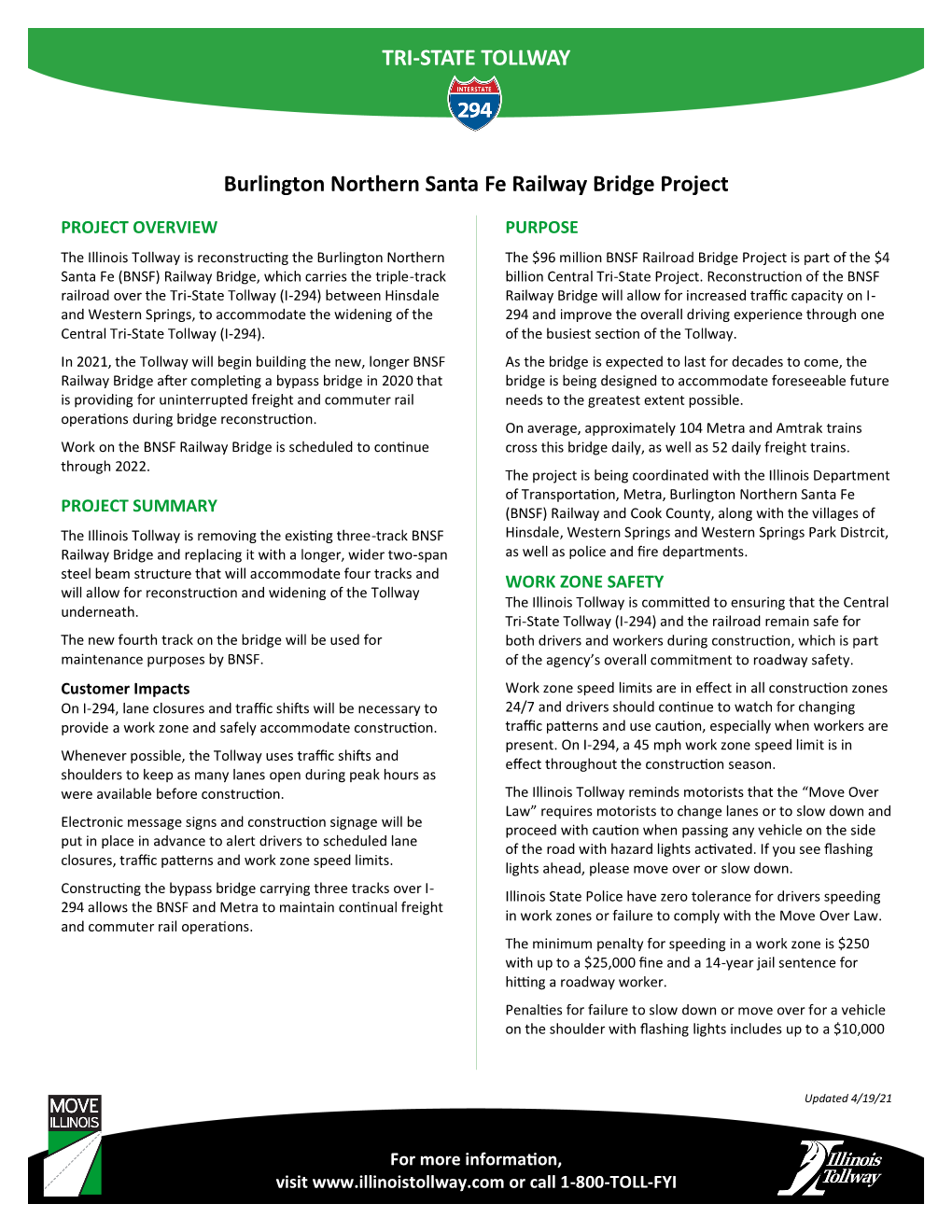 TRI-STATE TOLLWAY Burlington Northern Santa Fe Railway Bridge