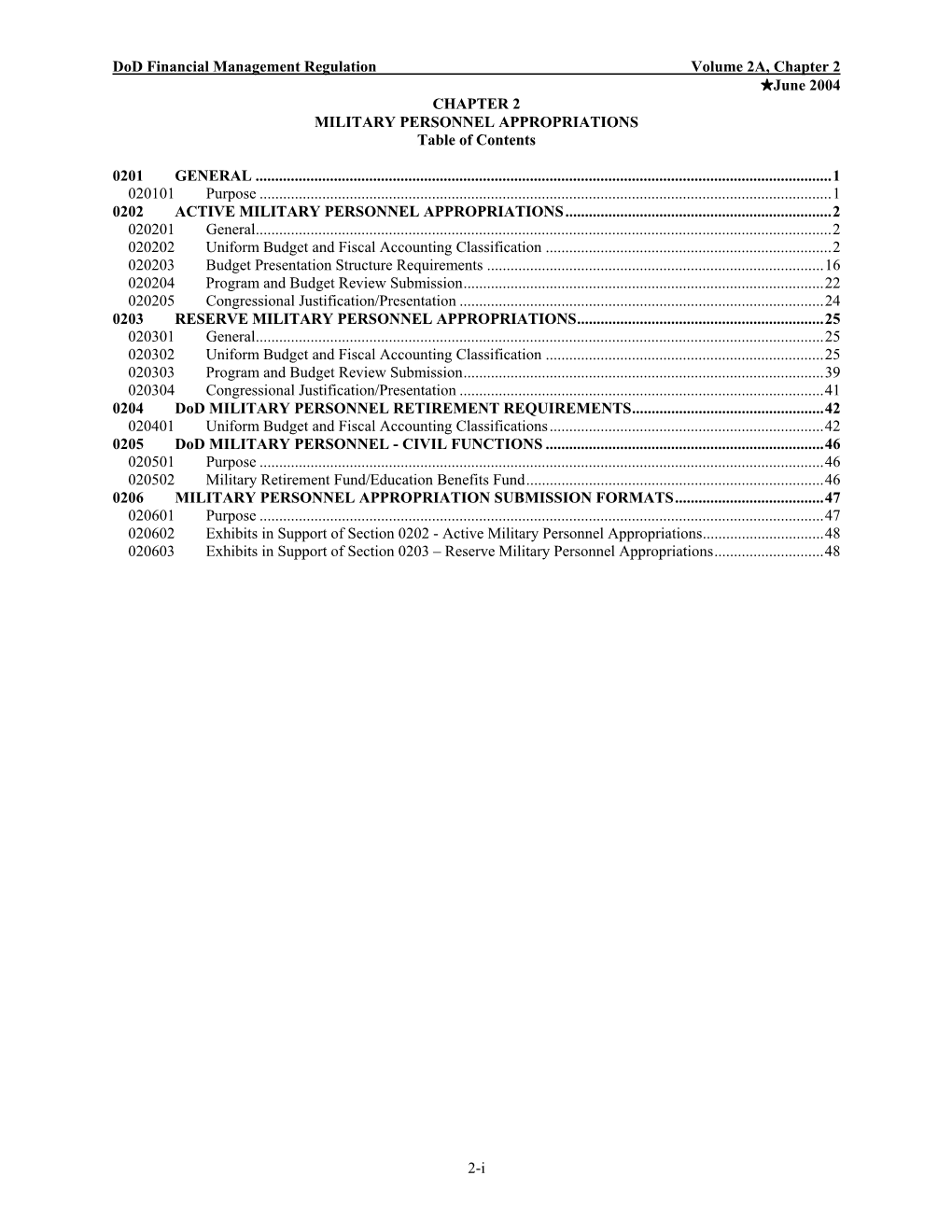 Volume 2A: Chapter 2: Military Personnel Appropriations