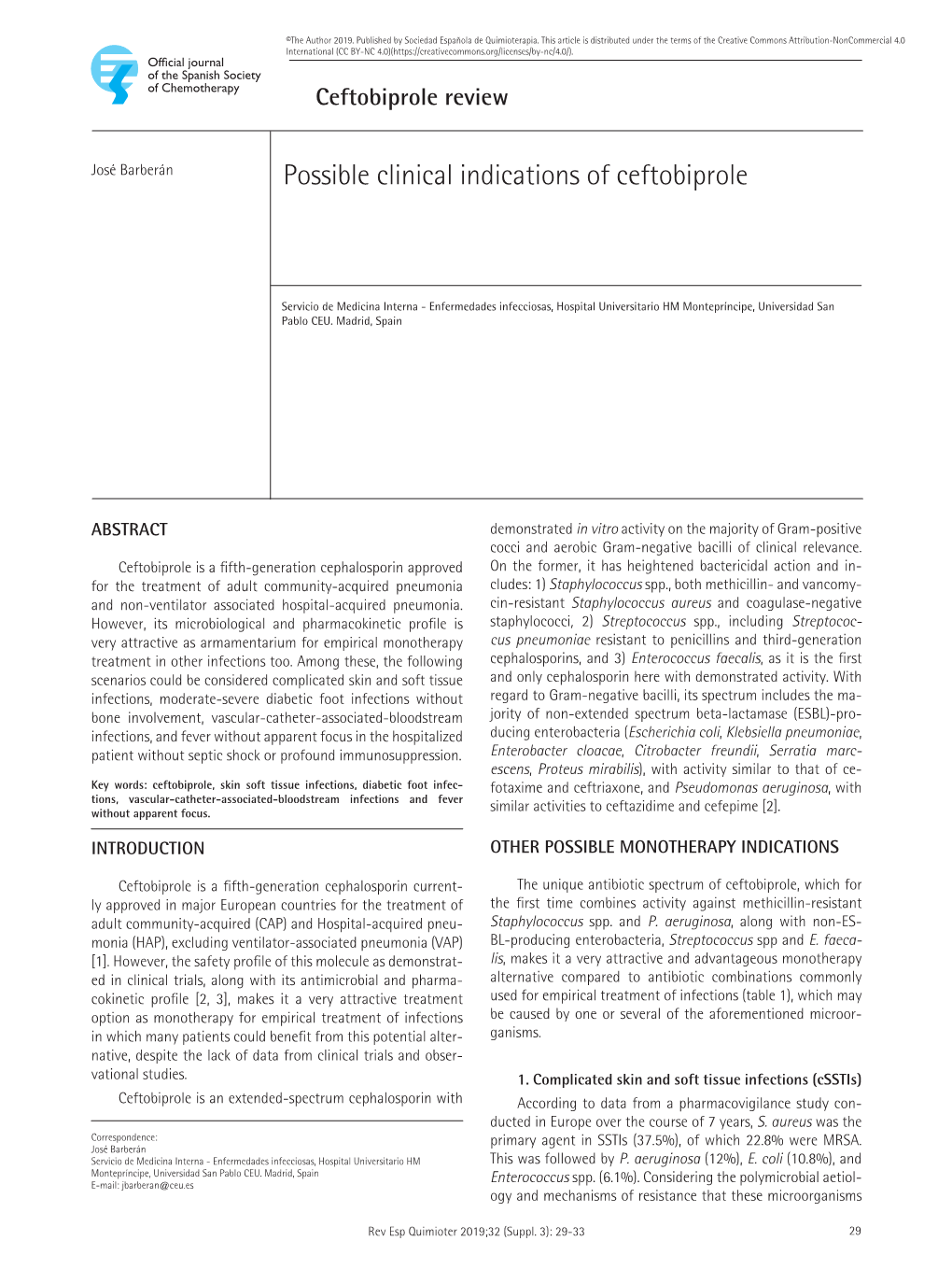 Possible Clinical Indications of Ceftobiprole