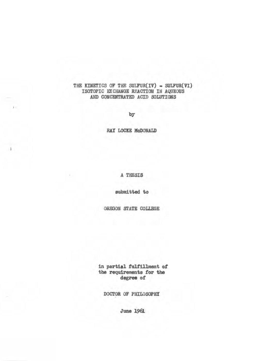 Sulfur (IV) Isotopic Exchange Reaction in Aqueous and Concentrated Acid