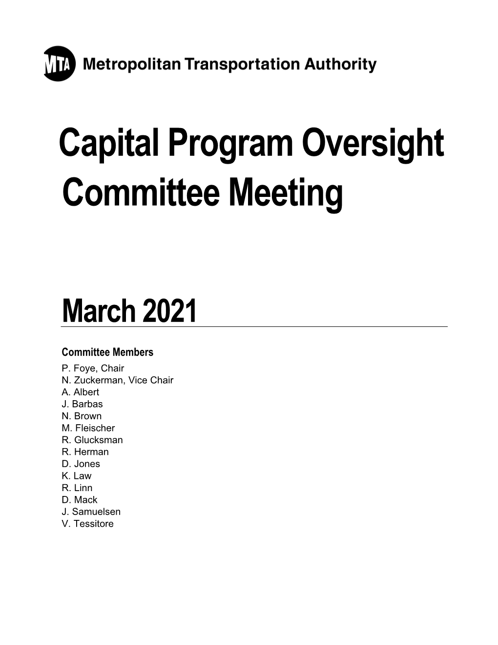 Capital Program Oversight Committee Meeting