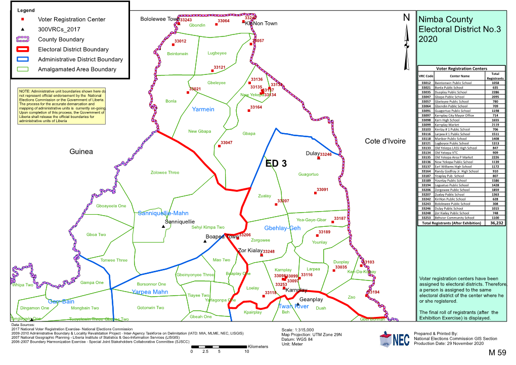 ³Nimba County Electoral District No.3 2020
