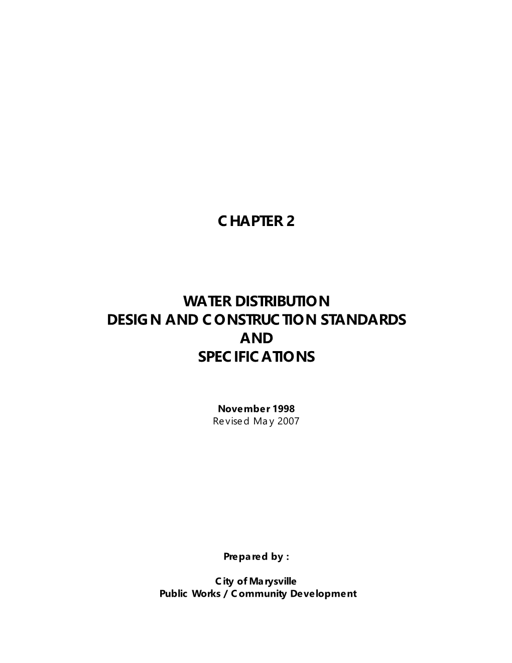 Chapter 2 Water Distribution Design and Construction Standards And