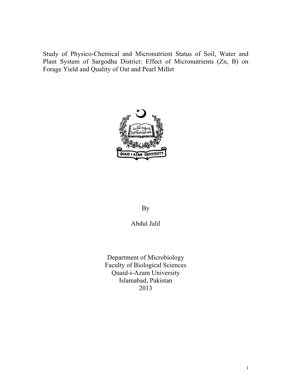 Study of Physico-Chemical and Micronutrient Status of Soil, Water