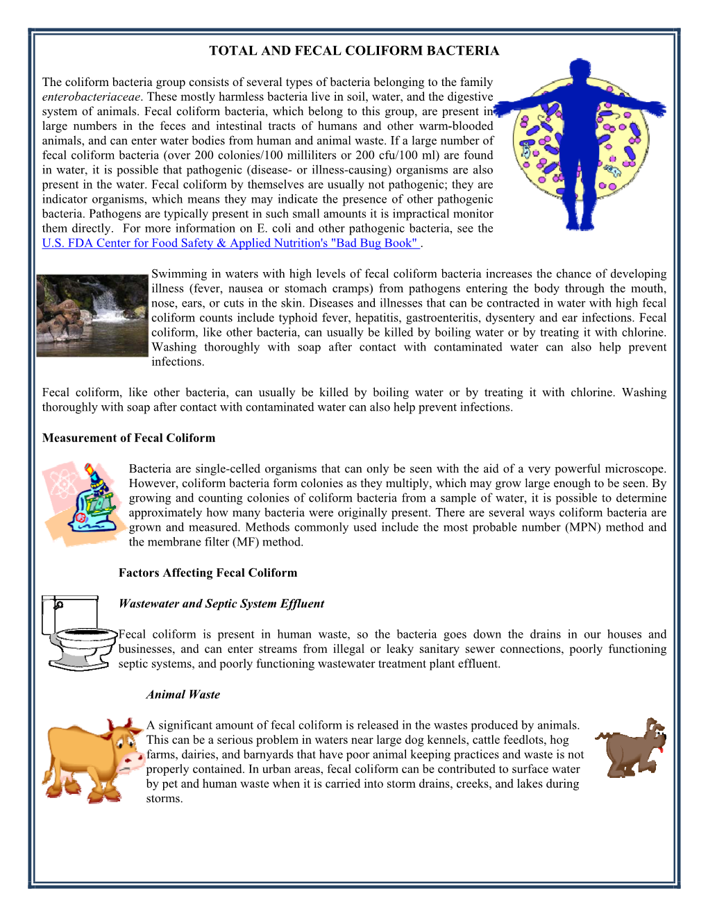 Total and Fecal Coliform Bacteria