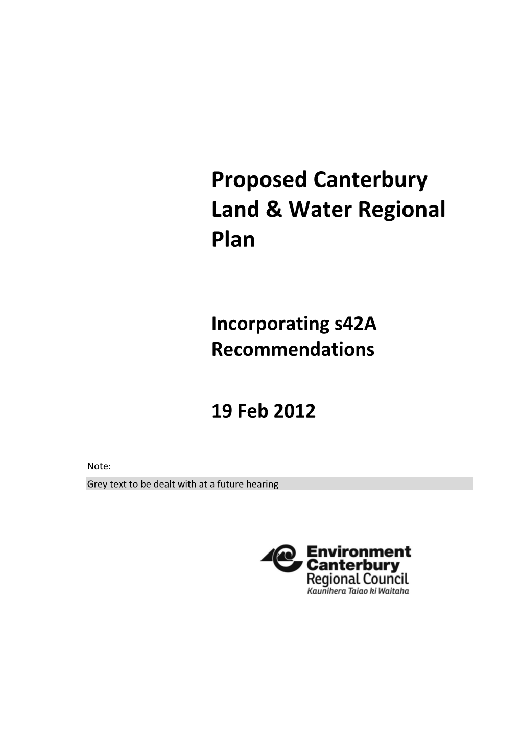 Proposed Canterbury Land & Water Regional Plan